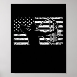 Poster Chasse Archer Drapeau Américain Bowhunting Huter
