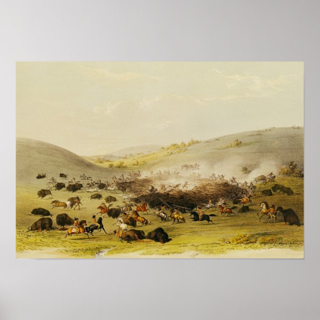 Poster Chasse au bison, Surround, c.1832 (Devant)