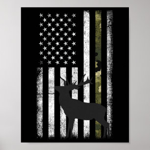 Poster Chasse au cerf blanc Chasseur Elk Buck Camo Amériq