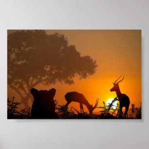 Poster Chasse au lion