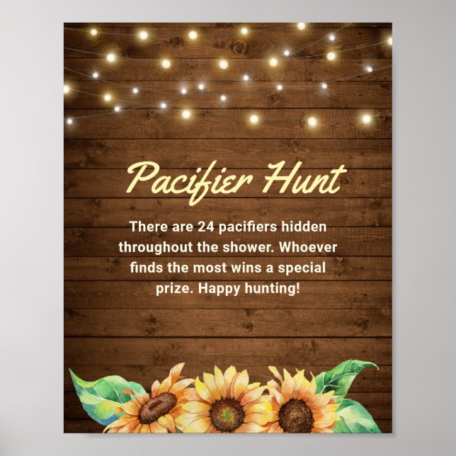 Poster Chasse au Pacifique Baby shower rustique de tourne (Devant)