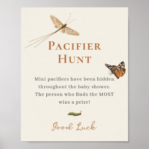 Poster Chasse au Pacifique de Baby shower d'insectes vint