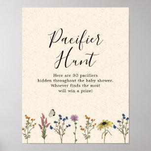 Poster Chasse au Pacifique du Baby shower Fleur sauvage v