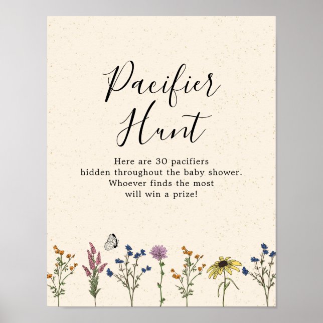 Poster Chasse au Pacifique du Baby shower Fleur sauvage v (Devant)