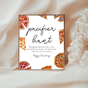 Poster chasse au Pacifique jeu de baby shower Pizza