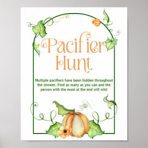 Poster Chasse au Tétine de Fête de Bébé Little Pumpkin