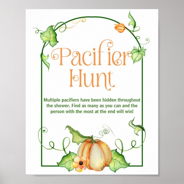 Poster Chasse au Tétine de Fête de Bébé Little Pumpkin (Devant)