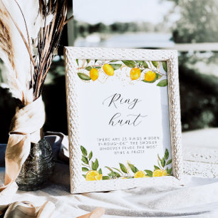 Poster Chasse aux anneaux de mariage de citron d'été lumi