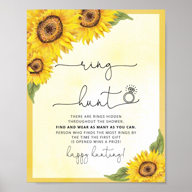 Poster Chasse aux anneaux tournesols maillot de douche (Devant)