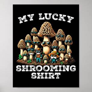 Poster Chasse aux champignons Morel Morchella cueillette