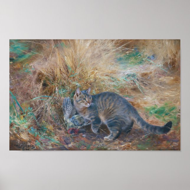 Poster Chasse aux chats à une tortue, Bruno Liljefors (Devant)