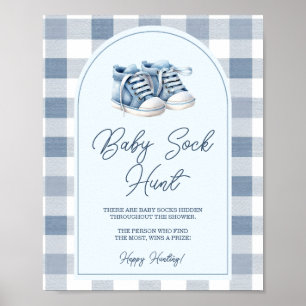 Poster Chasse aux chaussettes bébé gingham chaussures béb