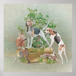 Poster Chasse aux chiens