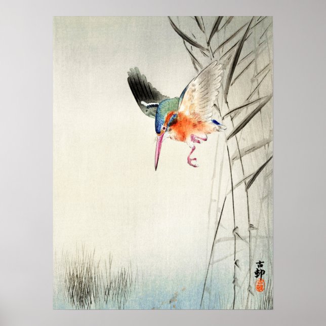 Poster Chasse aux martin-pêcheurs - Ohara Koson - Art Vin (Devant)