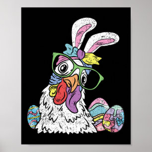 Poster Chasse aux oeufs de poulets Chasse aux lapins de P