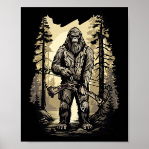 Poster Chasse aux seins Bigfoot Drôle Chasse Cadeau