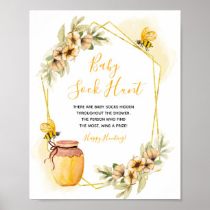 Poster Chasse aux sock pour bébé botanique d'abeille