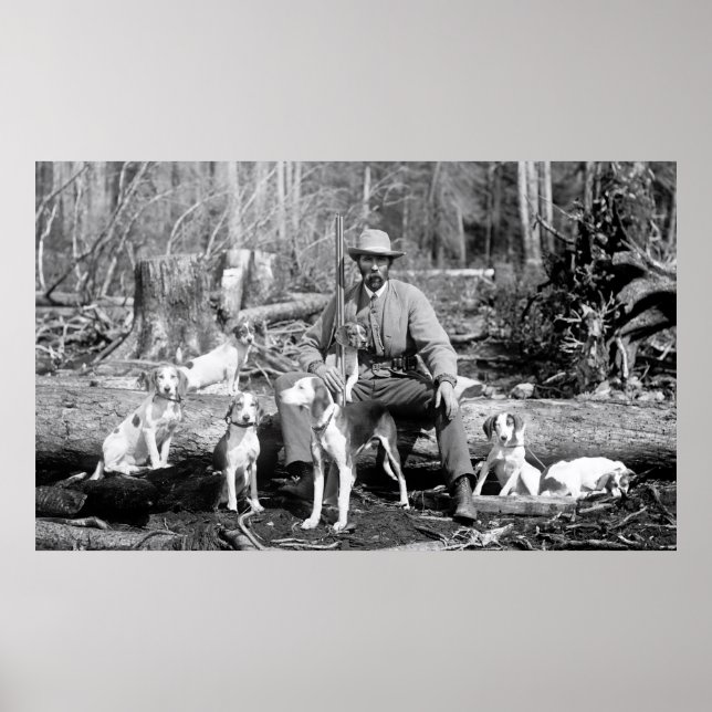 Poster CHASSE avec 7 CHIENS c. 1880 (Devant)