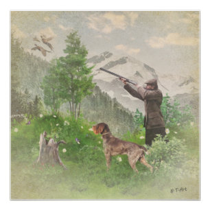 Poster Chasse avec Tapisserie À poils durs allemande