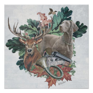 Poster Chasse avec un Weimaraner, "Grey Ghost"