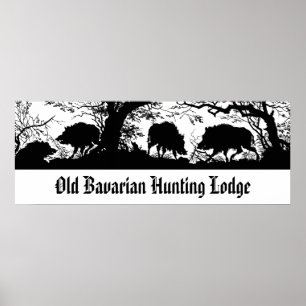 Poster Chasse Bavaroise - Boar sauvage, Wildschwein