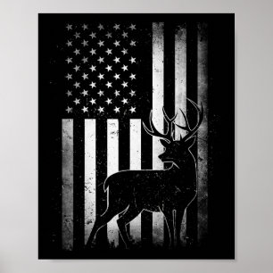 Poster Chasse Chasse Chasse Deer Etats-Unis Drapeau Améri