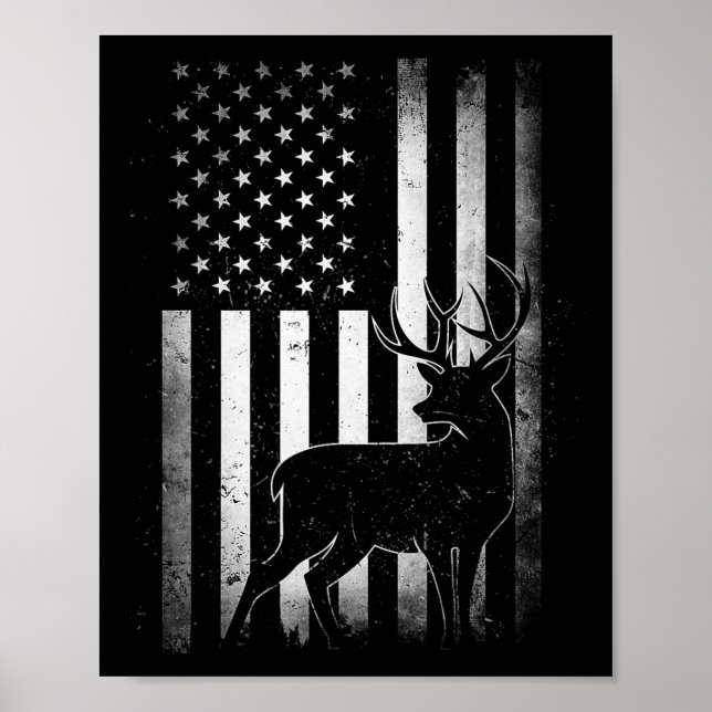 Poster Chasse Chasse Chasse Deer Etats-Unis Drapeau Améri (Devant)