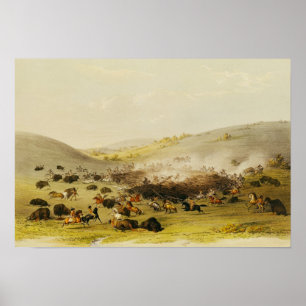 Poster Chasse de Buffalo, bordure, c.1832
