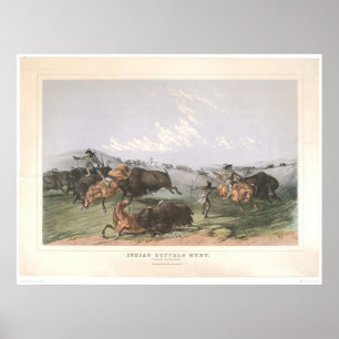 Poster Chasse de Buffalo indien : "Quarts étroits"