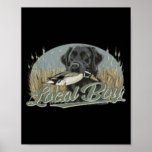 Poster Chasse de canard local garçon Black Lab chien exté