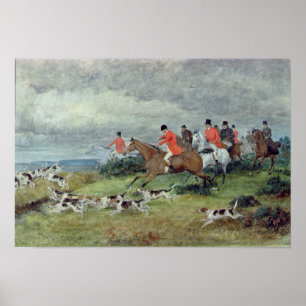 Poster Chasse de Fox dans Surrey, 19ème siècle