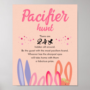 Poster Chasse De Pacifier Avec Des Lapins Sur La Partie D