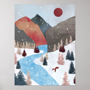 Poster Chasse de renard en hiver