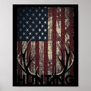 Poster Chasse Drapeau américain Drapeau sauvage Chasseur 