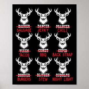 Poster Chasse Drôle aux Cerfs Père Noël Tee Men Femmes Ch