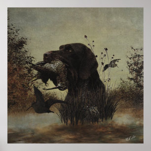 Poster Chasse en laine avec pointeur À poils durs alleman