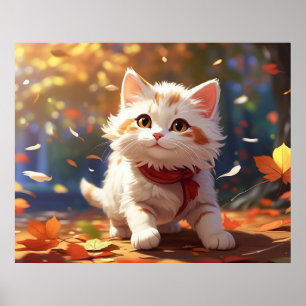 Poster *~* Chasse Feuille Kitten 5:4 Kitty Cat AP68