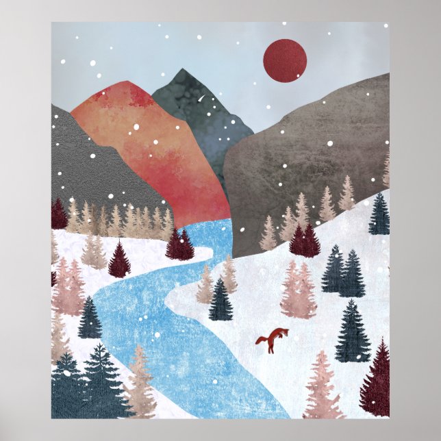 Poster Chasse hivernale Fox (Devant)