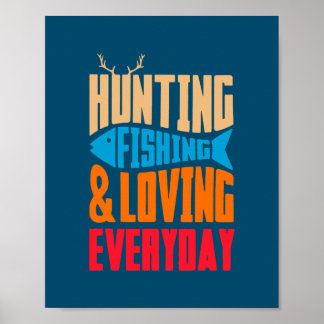 Poster Chasse Pêche Et Amour Quotidien Love Pêche