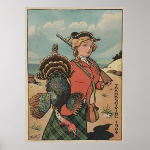 Poster Chasse vintage de la Turquie de thanksgiving