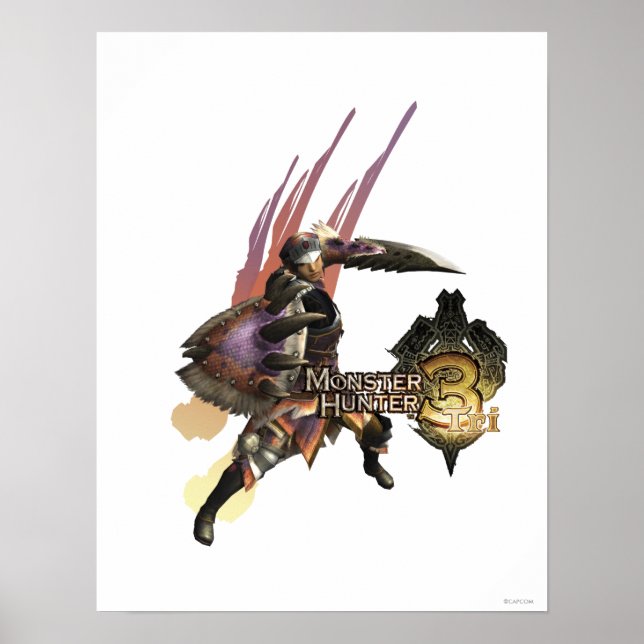 Poster Chasseur avec épée et bouclier, Armure Jaggi (Devant)