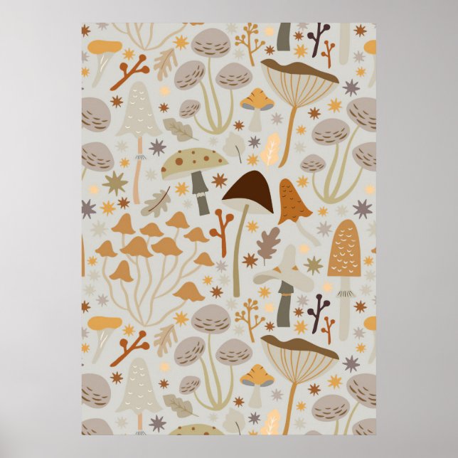 Poster Chasseur de champignons Champignons du milieu du s (Devant)