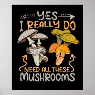 Poster Chasseur de champignons Hommes cueillette de champ