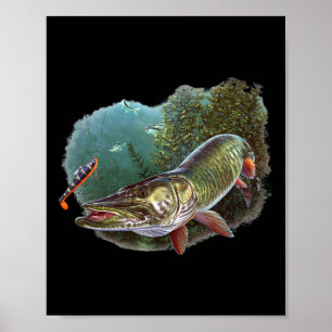 Poster Chasseur de maskinongé pêcheur de maskinongé leurr