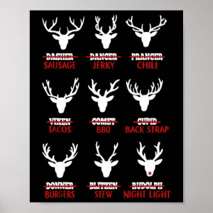 Poster Chasseur de rennes de Noël amusant Chasse de viand