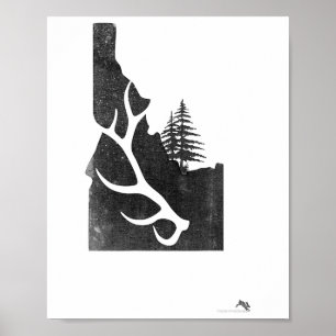 Poster Chasseur d'élan de l'Idaho avec bois perdu