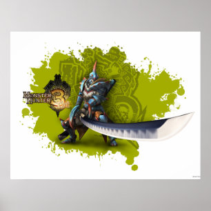 Poster Chasseur masculin avec la longues épée et armure