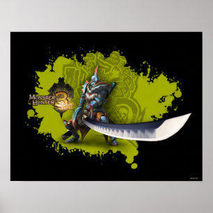 Poster Chasseur masculin avec la longues épée et armure