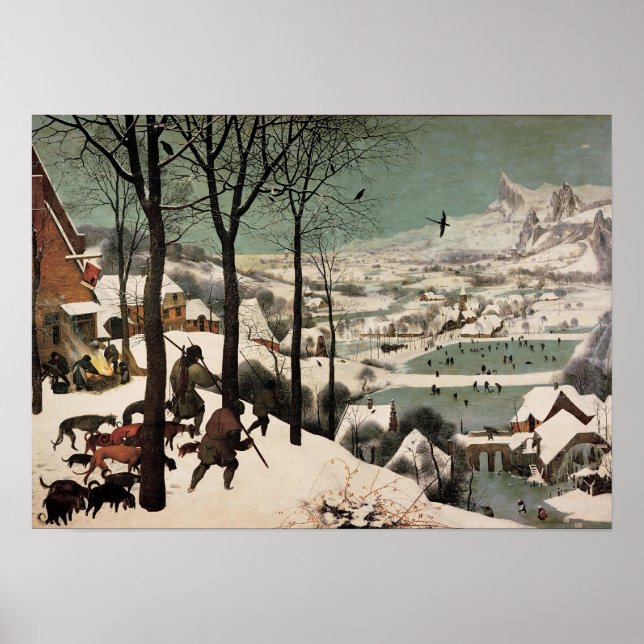 Poster Chasseurs dans la neige par Pieter Bruegel (Devant)
