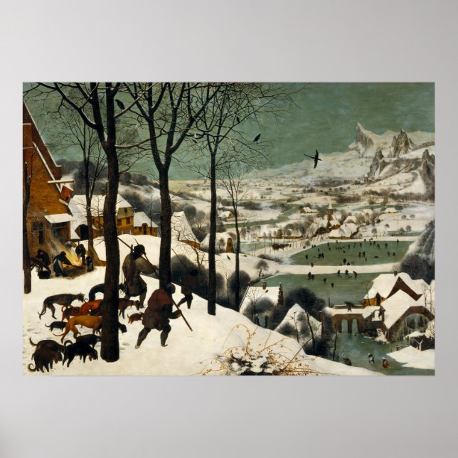 Poster Chasseurs dans la neige par Pieter Bruegel l'Ancie (Devant)